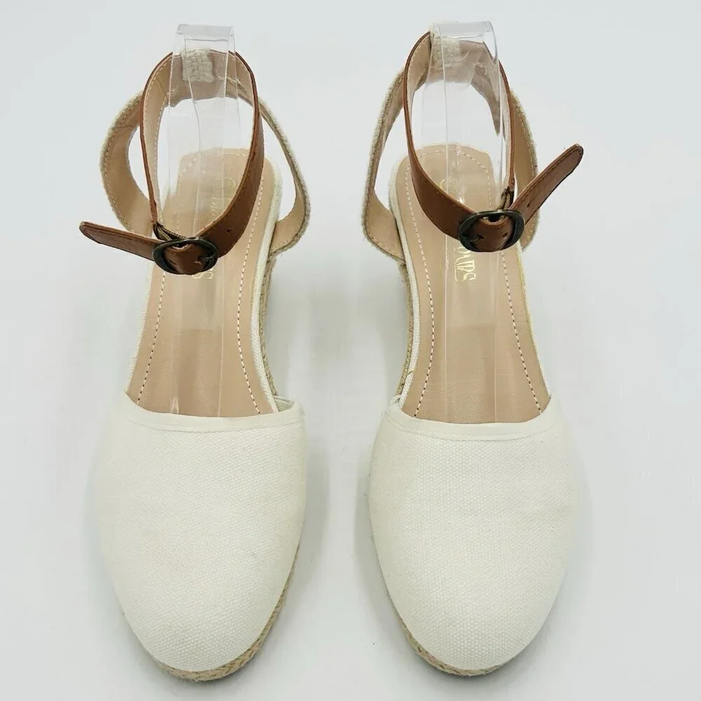 DREAM PAIRS Women's Closed Toe Size 8.5 Ankle Strap Espadrilles Wedge Sandals
